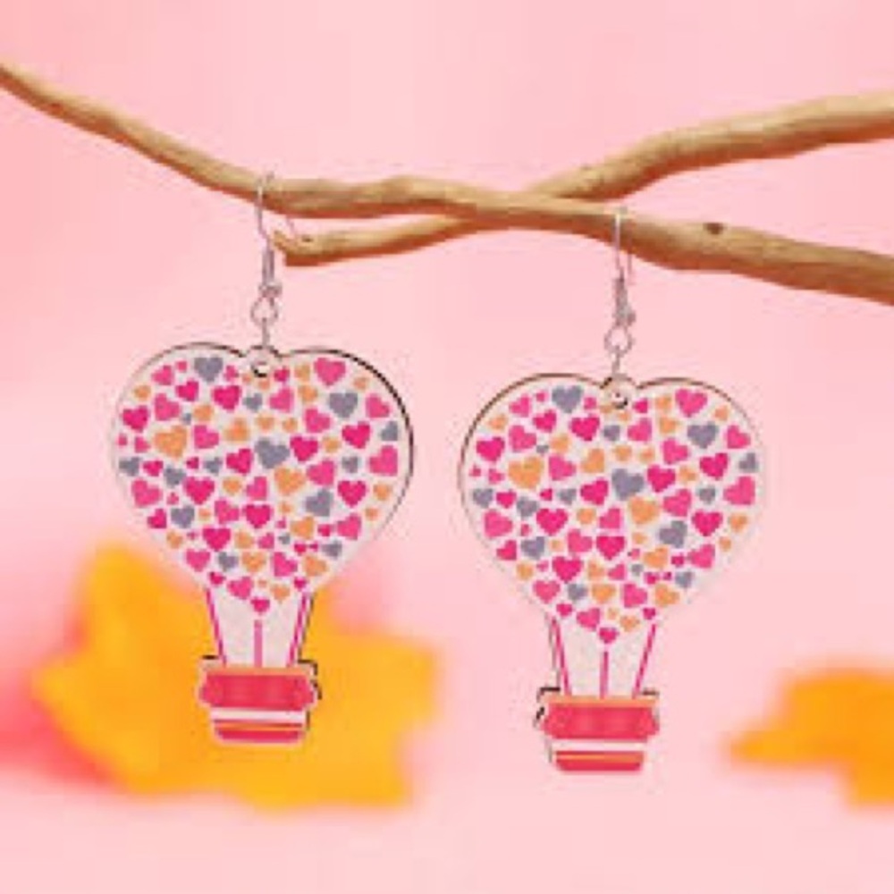 Heart Hot Air Balloon Earrings